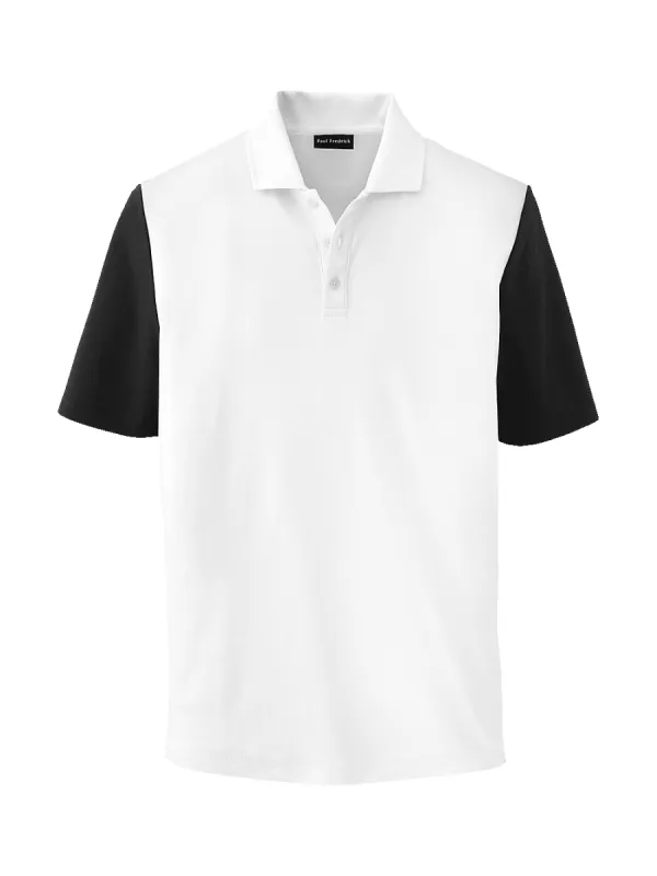 Mercerized Cotton Three Button Polo - White sold by Paul Fredrick