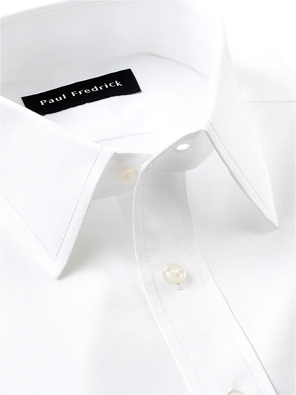 Slim Fit Superfine Egyptian Cotton Solid Color Straight Collar Dress Shirt - White sold by Paul Fredrick product image thumbnail 3