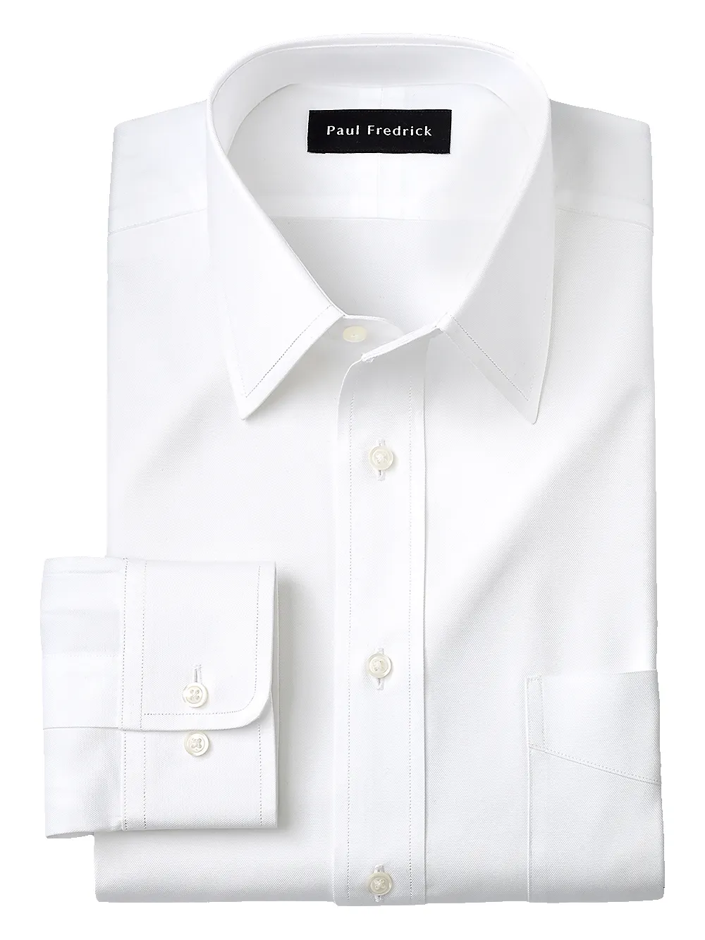 Slim Fit Superfine Egyptian Cotton Solid Color Straight Collar Dress Shirt - White sold by Paul Fredrick