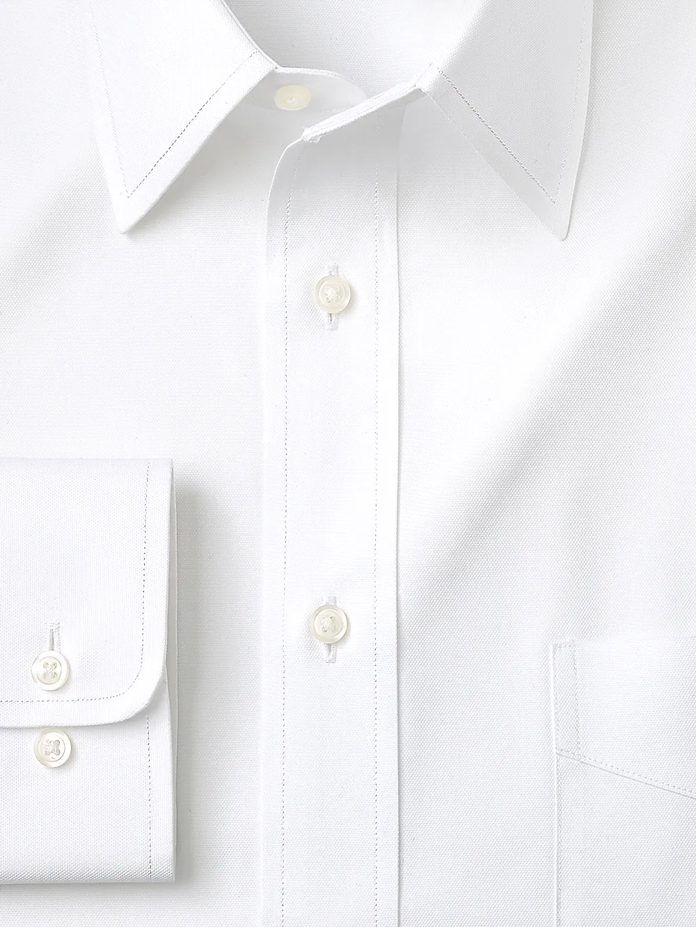 Slim Fit Superfine Egyptian Cotton Solid Color Straight Collar Dress Shirt - White sold by Paul Fredrick product image thumbnail 2