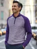 Cotton Zip Mock Neck Sweater - Purple sold by Paul Fredrick