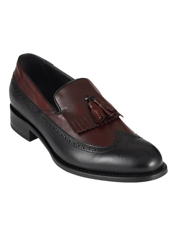 Maxwell Tassel Loafer - Black/burgundy sold by Paul Fredrick