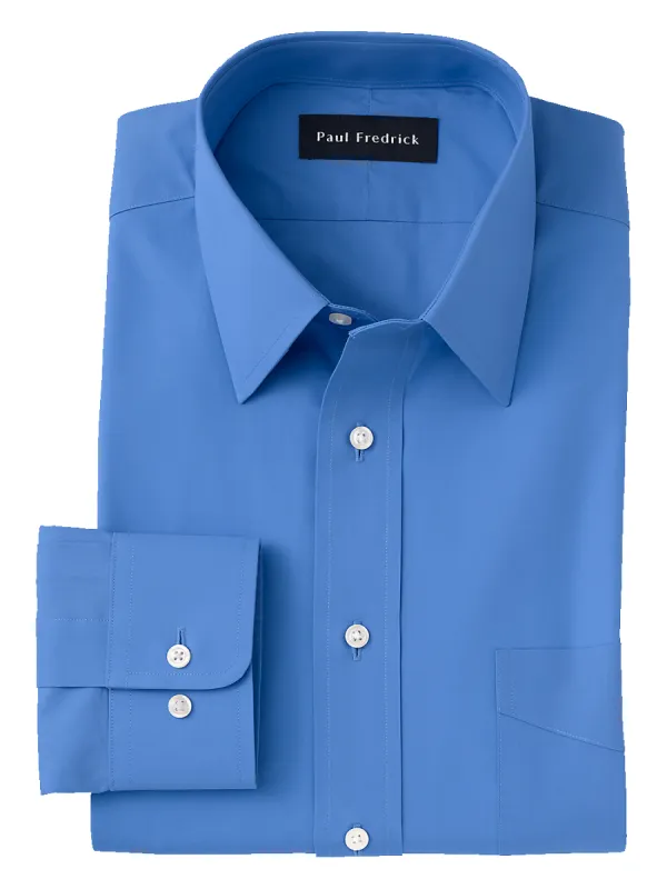Pure Cotton Broadcloth Solid Color Straight Collar Dress Shirt - French Blue sold by Paul Fredrick