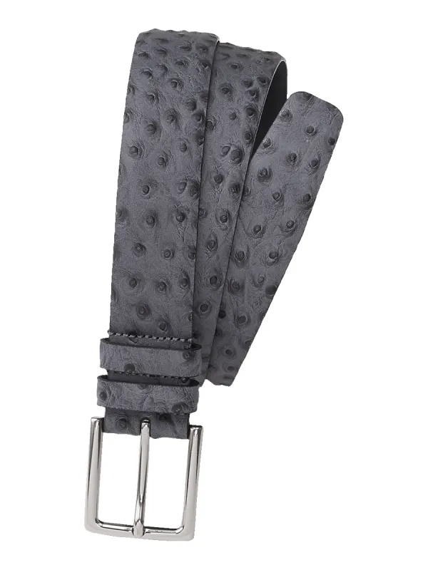 Ostrich Embossed Belt - Grey sold by Paul Fredrick