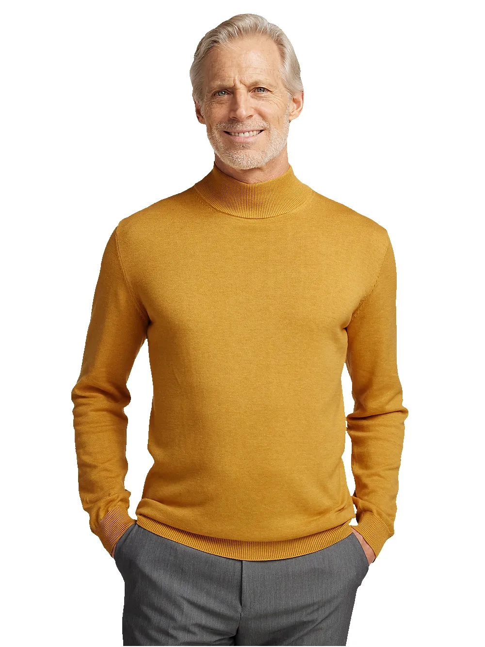Supima Cotton Mock Neck Sweater - Mustard sold by Paul Fredrick product image thumbnail 2