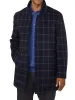 Wool Blend Windowpane Car Coat - Navy/white sold by Paul Fredrick