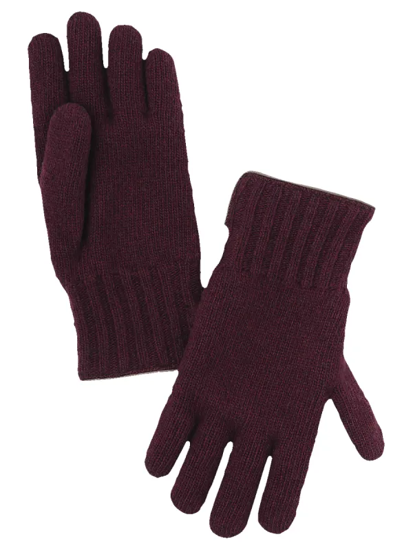 Cashmere Lined Knit Gloves - Burgundy sold by Paul Fredrick