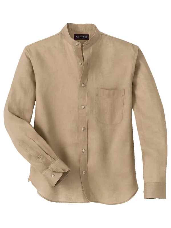 Linen Solid Casual Shirt - Khaki sold by Paul Fredrick