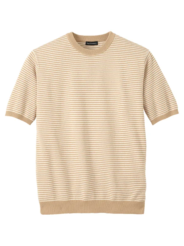 Cotton Crew Neck Sweater - Tan sold by Paul Fredrick