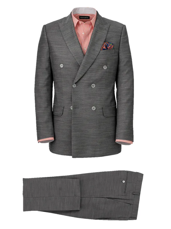 Performance Blend Double Breasted Peak Lapel Suit - Charcoal sold by Paul Fredrick