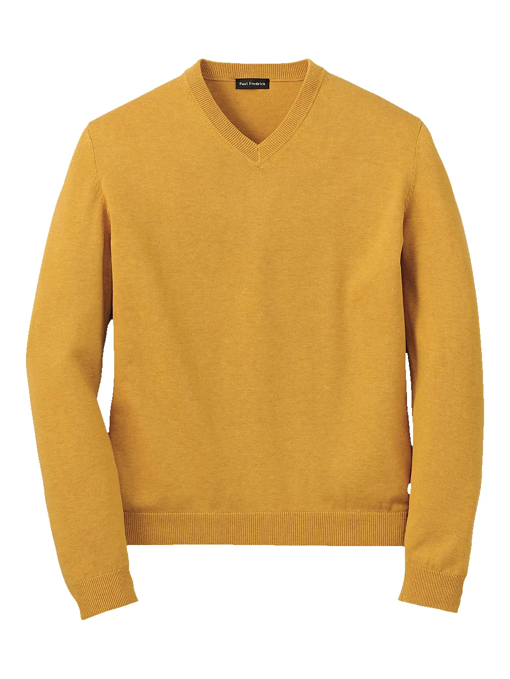 Supima Cotton V-neck Sweater - Mustard sold by Paul Fredrick