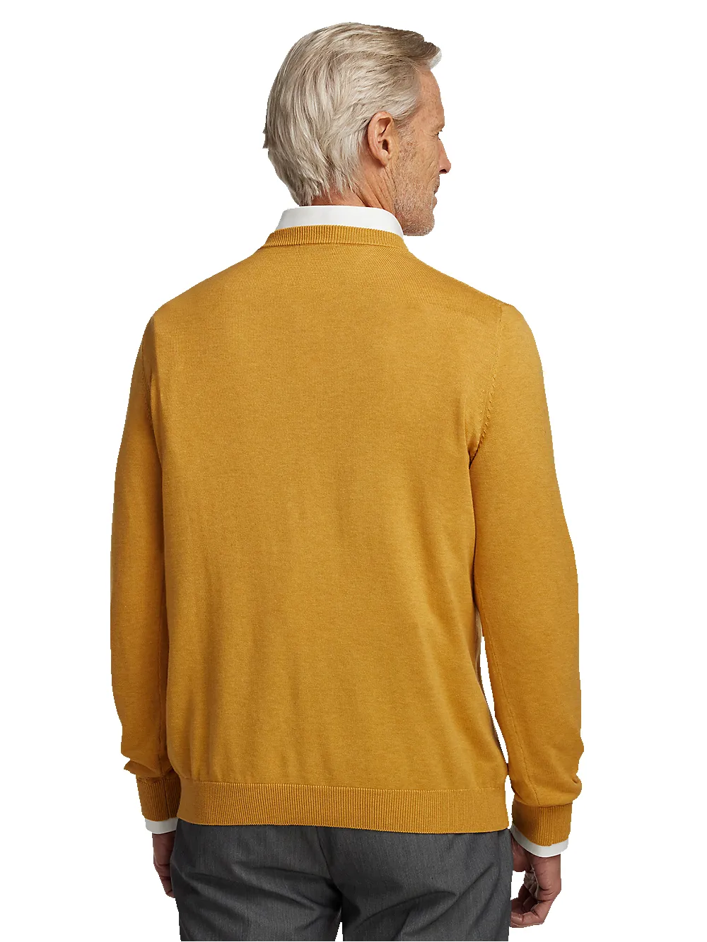 Supima Cotton V-neck Sweater - Mustard sold by Paul Fredrick product image thumbnail 5