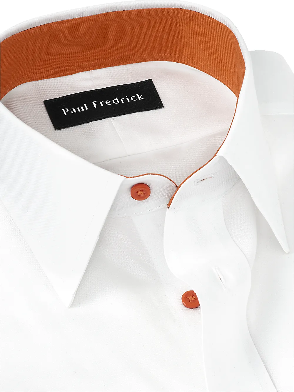 Non-Iron Cotton Solid Dress Shirt With Contrast Trim - White sold by Paul Fredrick product image thumbnail 3