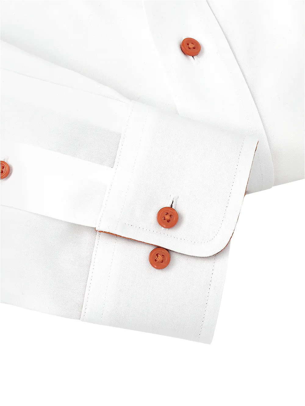 Non-Iron Cotton Solid Dress Shirt With Contrast Trim - White sold by Paul Fredrick product image thumbnail 4