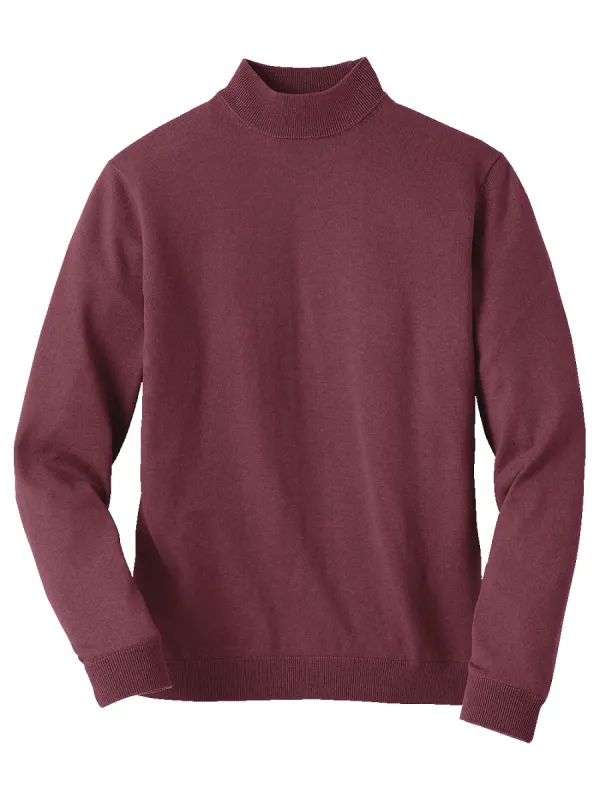 Silk Cotton And Cashmere Mock Neck Sweater - Burgundy sold by Paul Fredrick