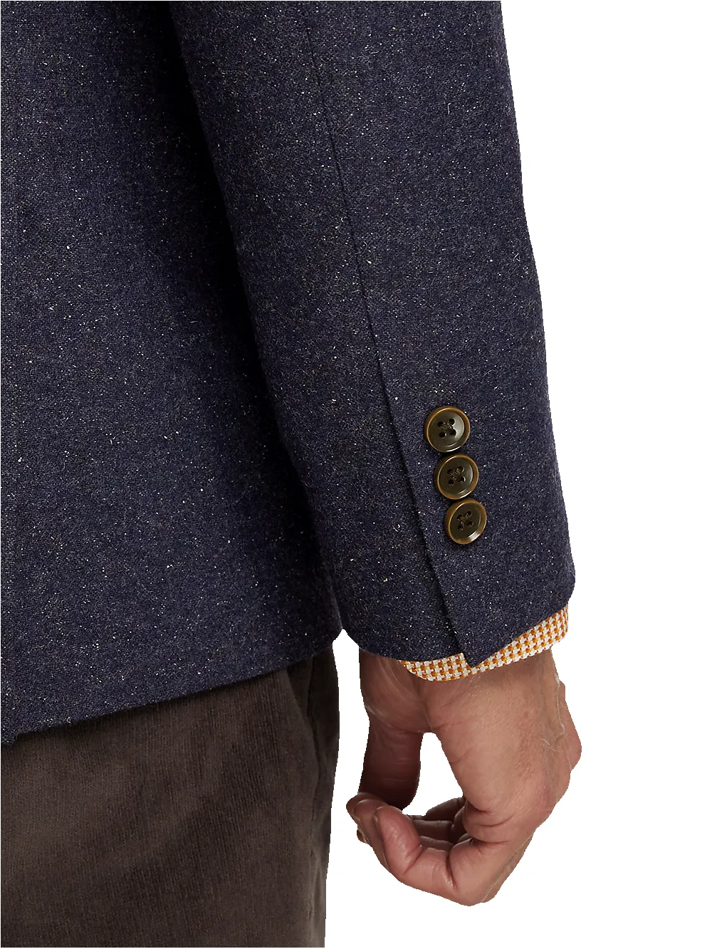 Wool Blend Donegal Single Breasted Notch Lapel Sport Coat - Navy sold by Paul Fredrick product image thumbnail 3