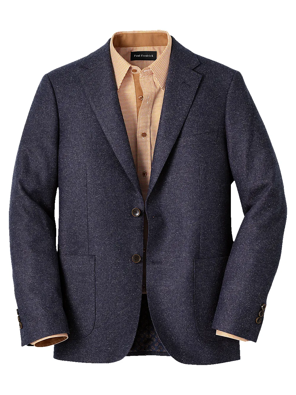 Wool Blend Donegal Single Breasted Notch Lapel Sport Coat - Navy sold by Paul Fredrick