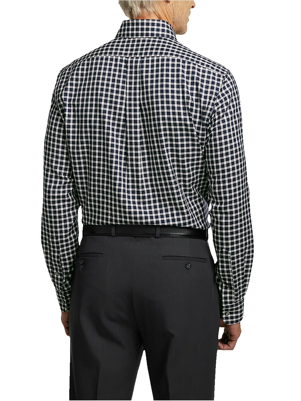 Non-Iron Cotton Check Dress Shirt With Contrast Trim - Black/rust sold by Paul Fredrick product image thumbnail 5