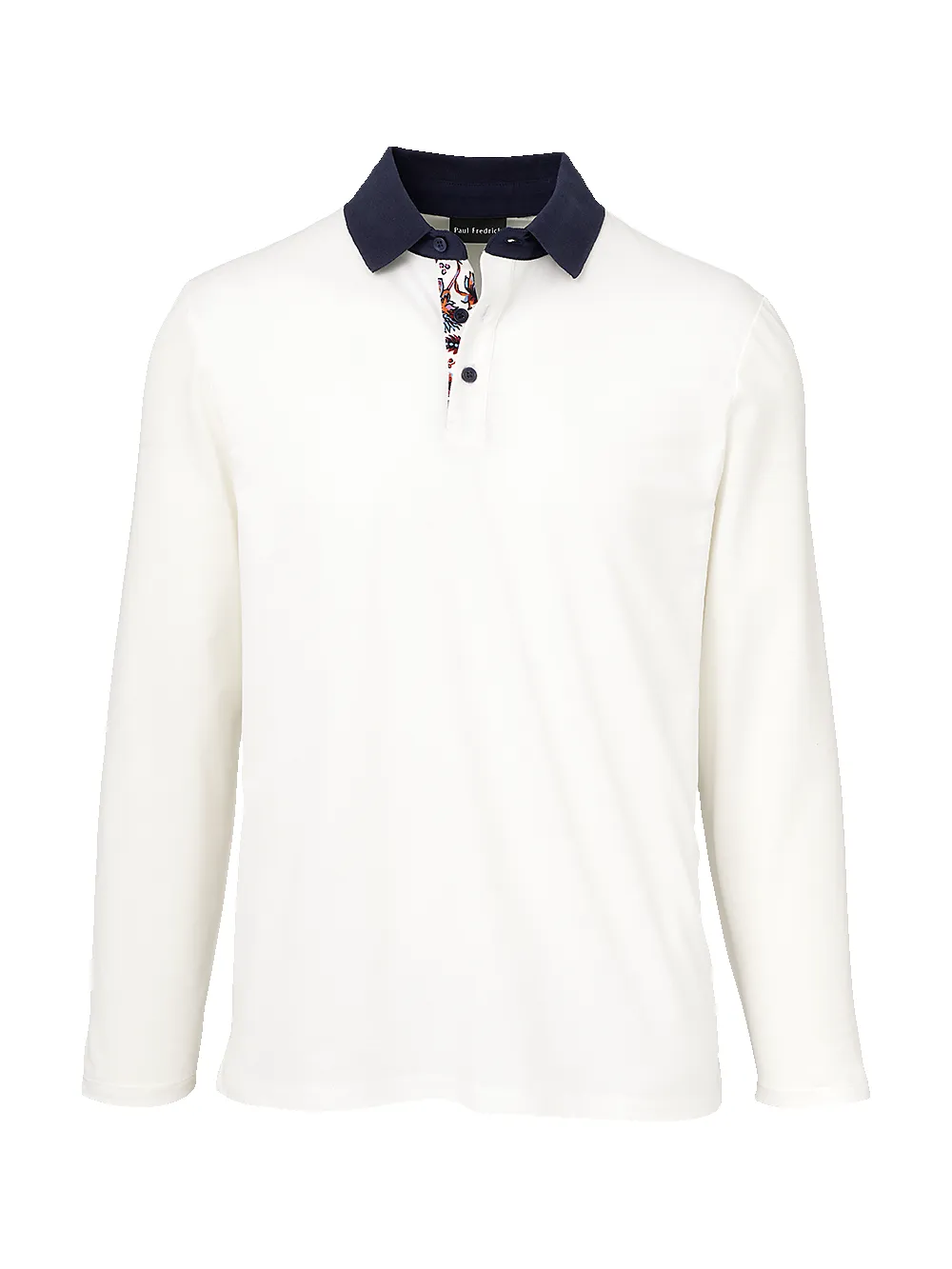 Mercerized Cotton Pique Three Button Polo - Ivory sold by Paul Fredrick