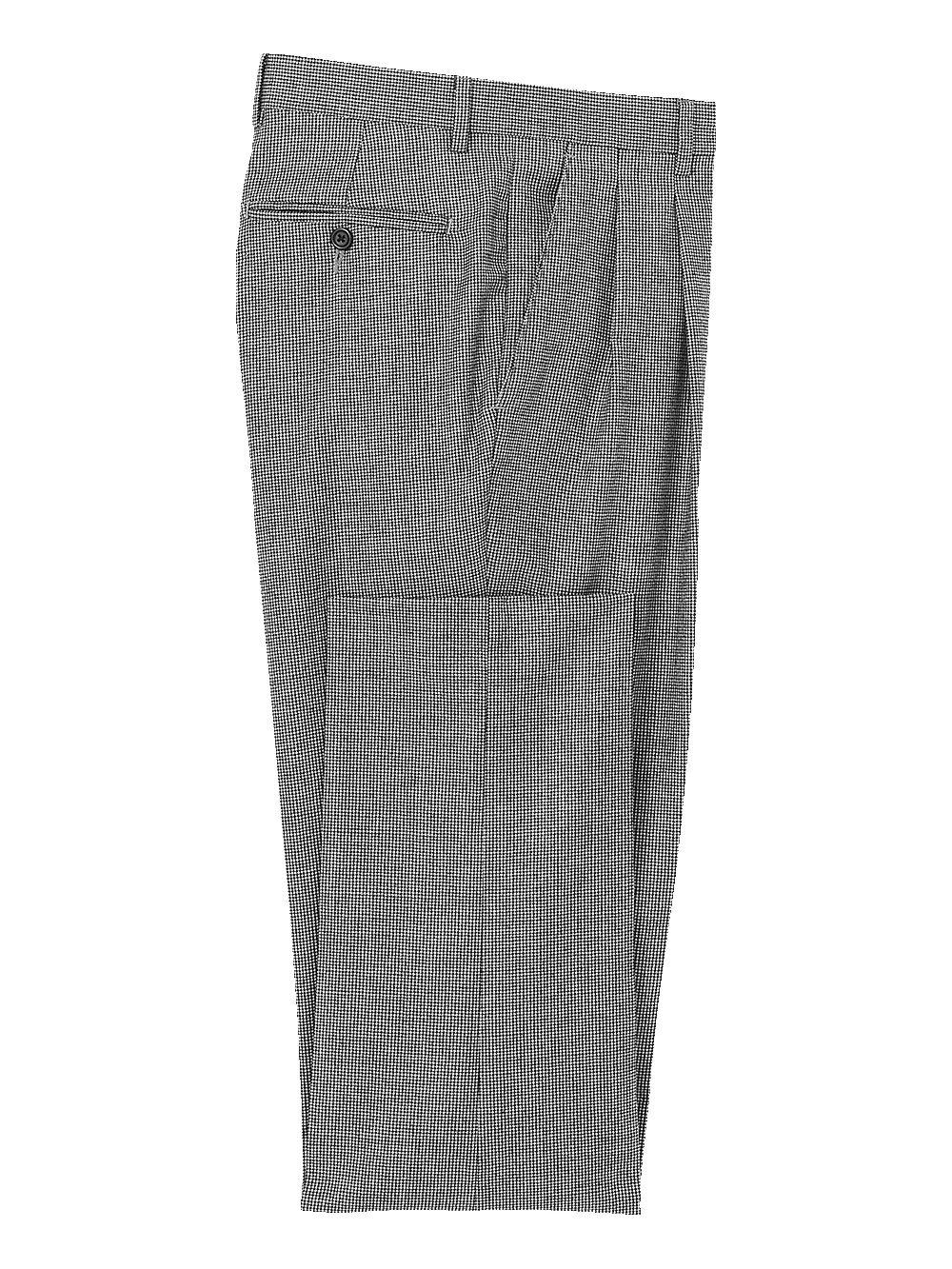 Wool Flannel Houndstooth Pleated Pants - Black sold by Paul Fredrick