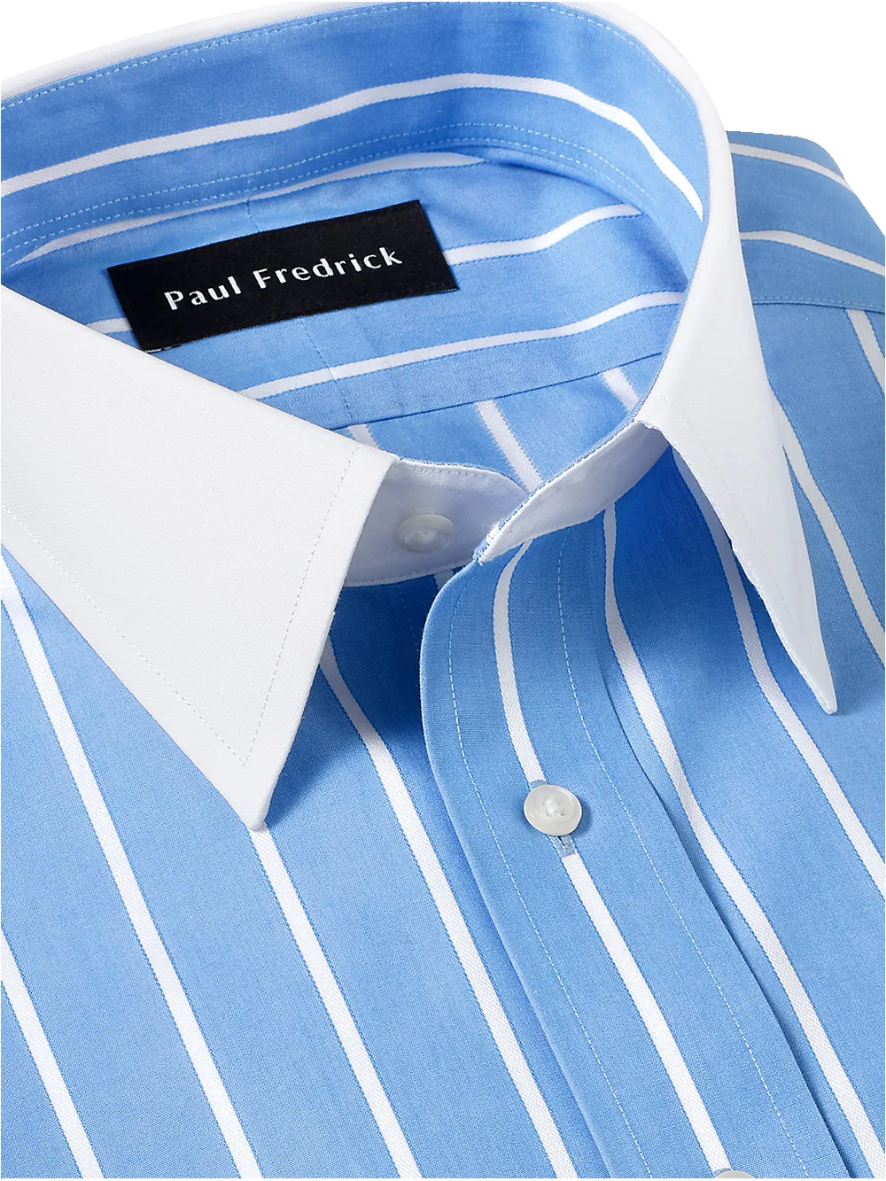 Non-Iron Cotton Stripe Dress Shirt - Blue sold by Paul Fredrick product image thumbnail 4