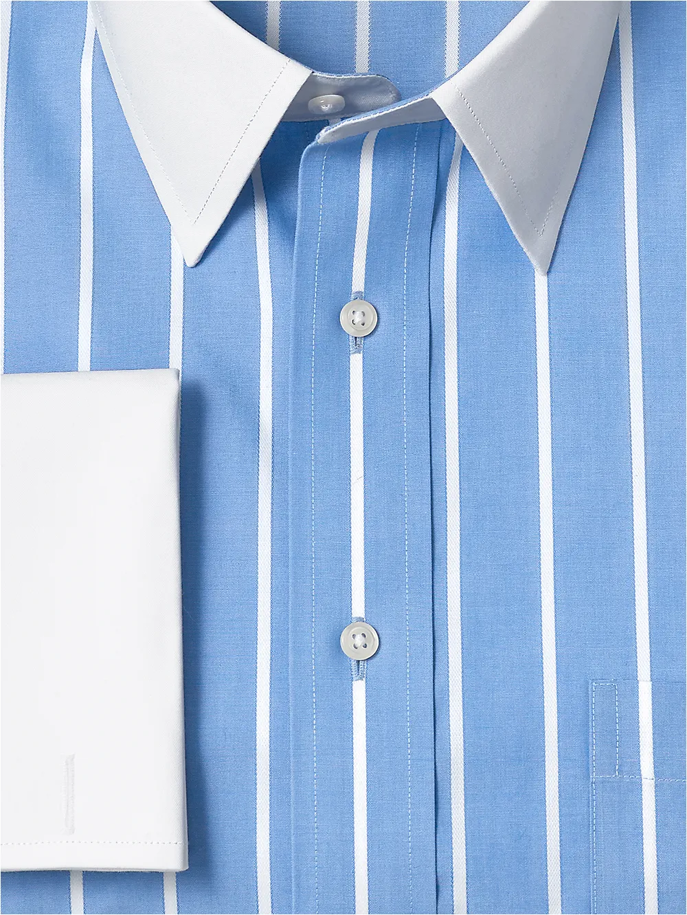 Non-Iron Cotton Stripe Dress Shirt - Blue sold by Paul Fredrick product image thumbnail 3