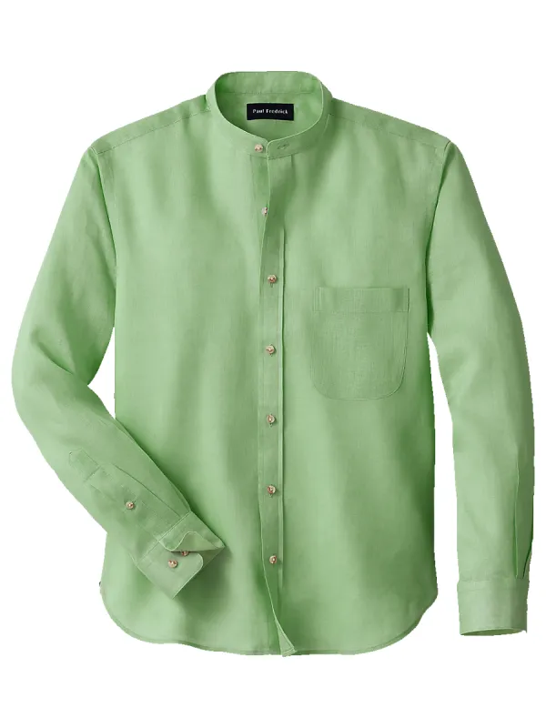 Linen Solid Casual Shirt - Green sold by Paul Fredrick