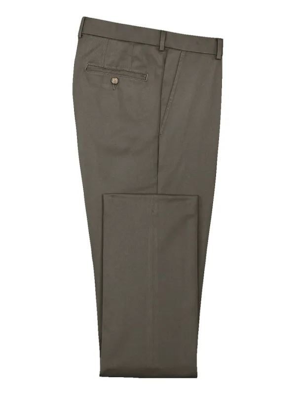 Impeccable Cotton Chino Flat Front Pants - Slate Brown sold by Paul Fredrick