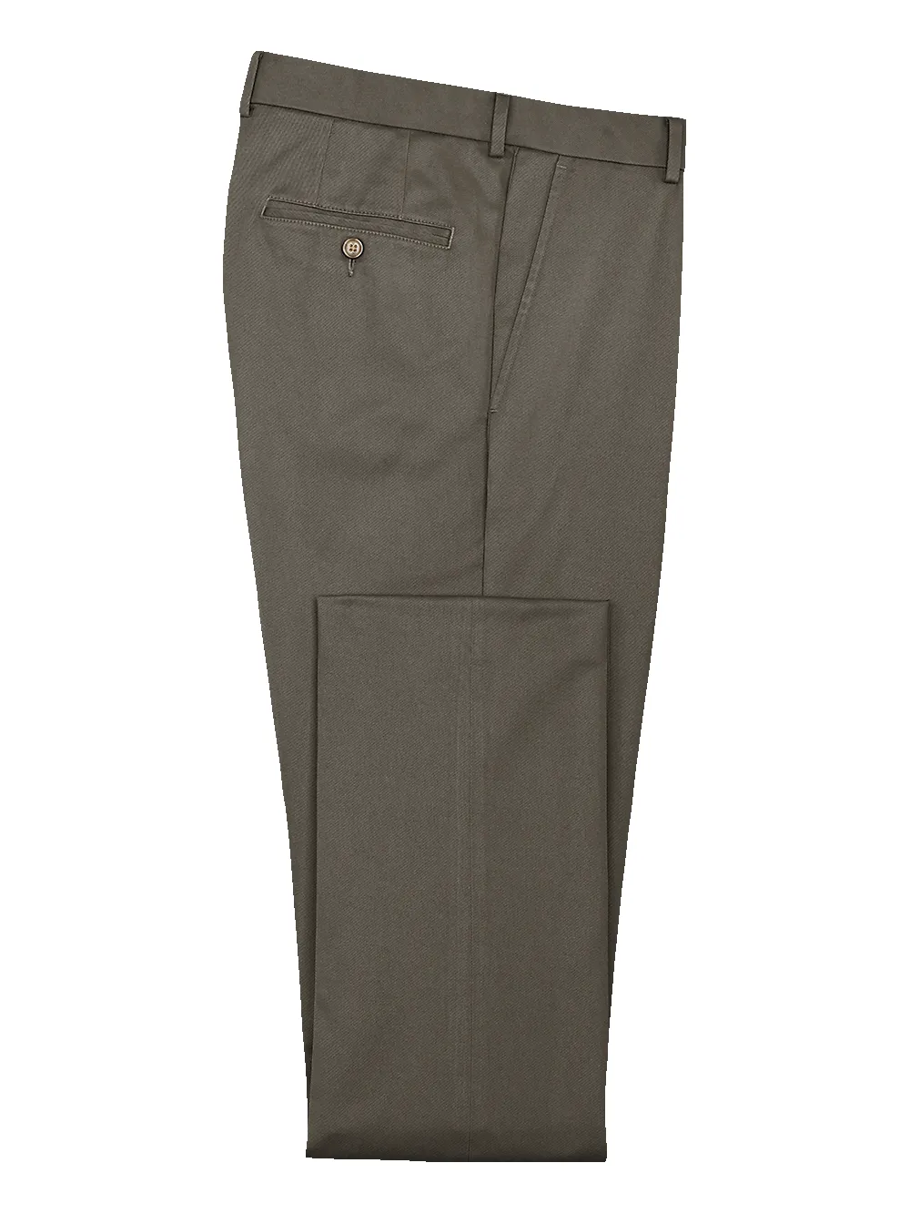 Impeccable Cotton Chino Flat Front Pants - Slate Brown sold by Paul Fredrick