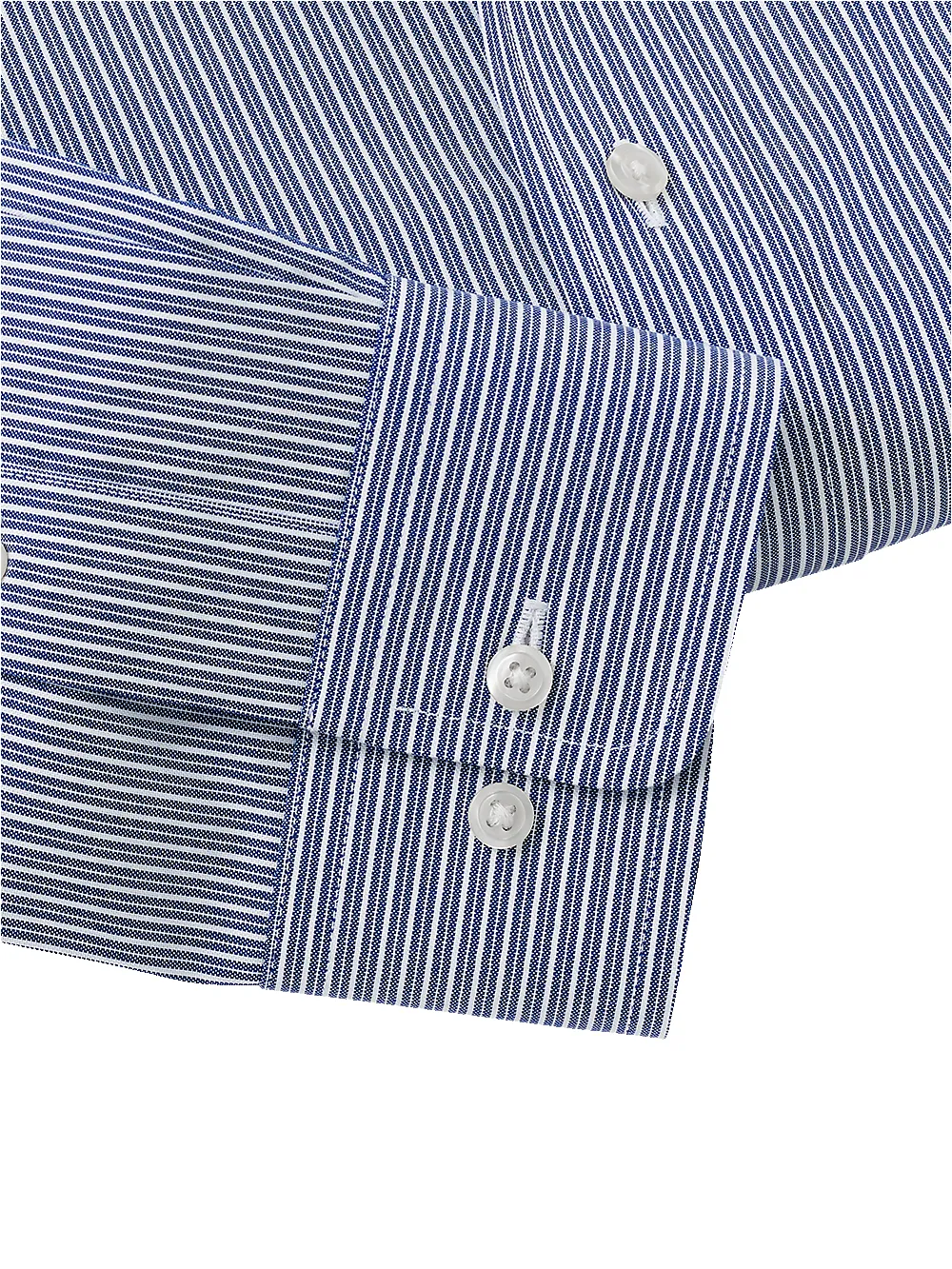 Non-Iron Cotton Stripe Dress Shirt With Contrast Trim - Blue sold by Paul Fredrick product image thumbnail 4