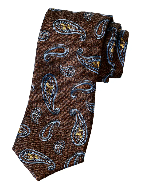 Paisley Woven Silk Tie - Brown sold by Paul Fredrick