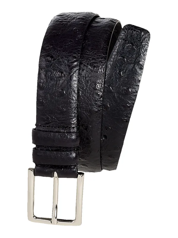 Ostrich Embossed Belt - Black sold by Paul Fredrick