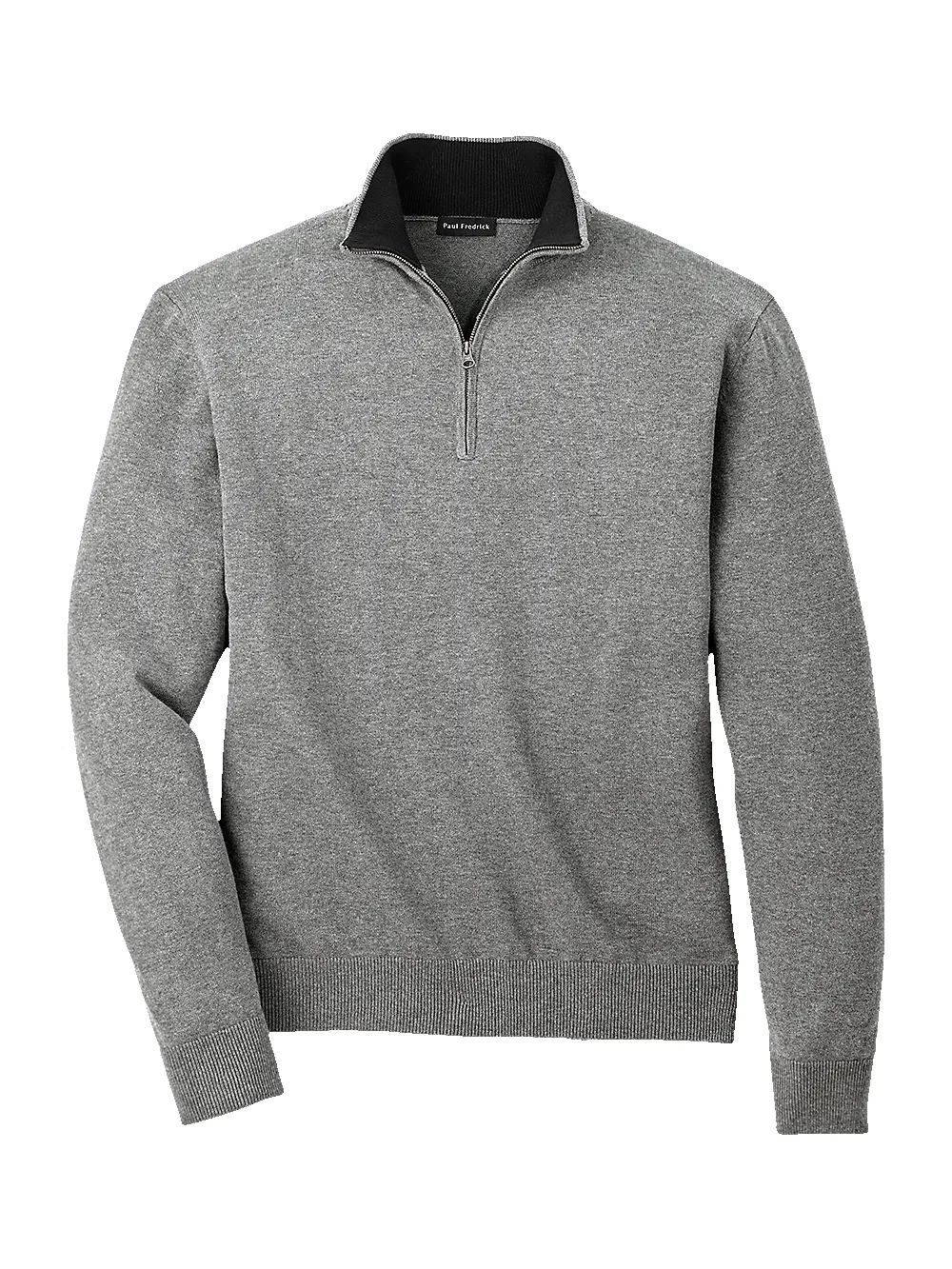 Supima Cotton Zip Mock Neck Sweater - Medium Grey sold by Paul Fredrick