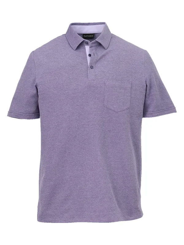 Cotton Blend Three Button Polo - Purple sold by Paul Fredrick