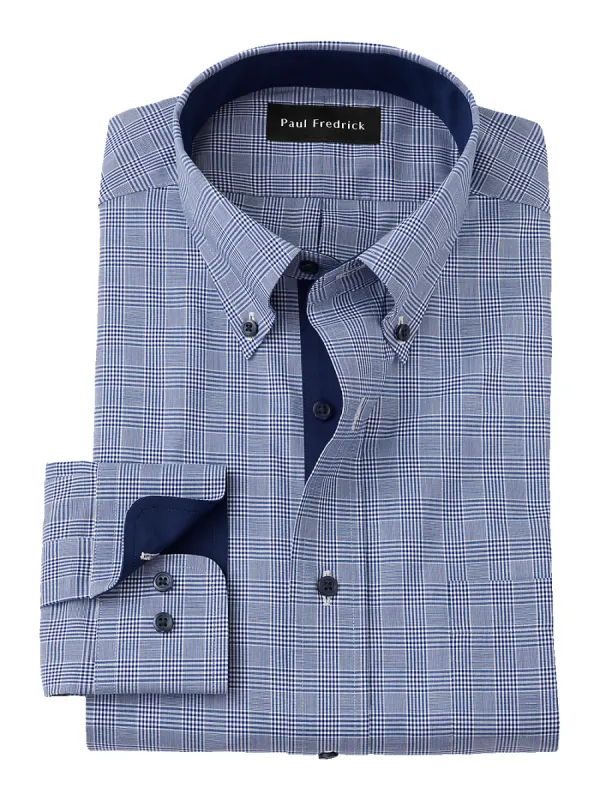 Non-Iron Cotton Plaid Dress Shirt With Contrast Trim - Sodalite sold by Paul Fredrick
