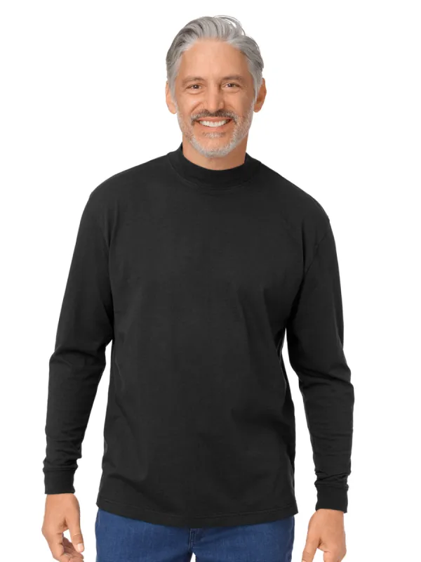 Cotton And Silk Long Sleeve Mock - Black sold by Paul Fredrick