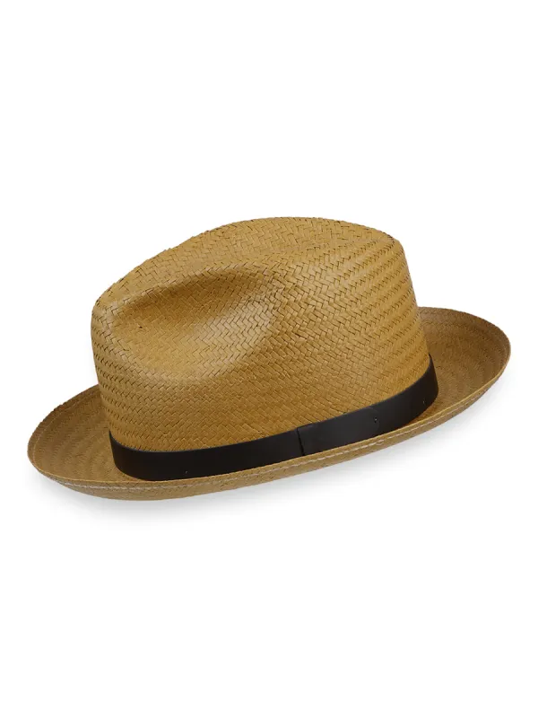 Straw Fedora With Leather Band sold by Paul Fredrick