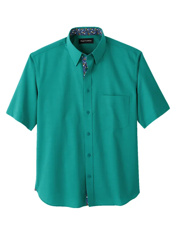 Cotton Solid Casual Shirt With Contrast Trim - Green sold by Paul Fredrick