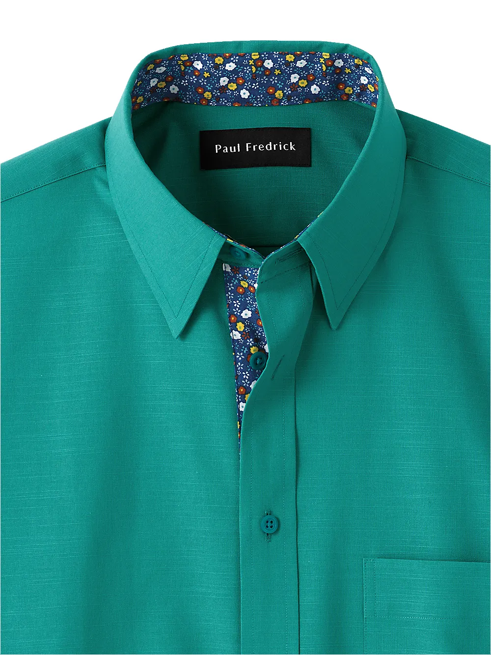 Cotton Solid Casual Shirt With Contrast Trim - Green sold by Paul Fredrick product image thumbnail 2