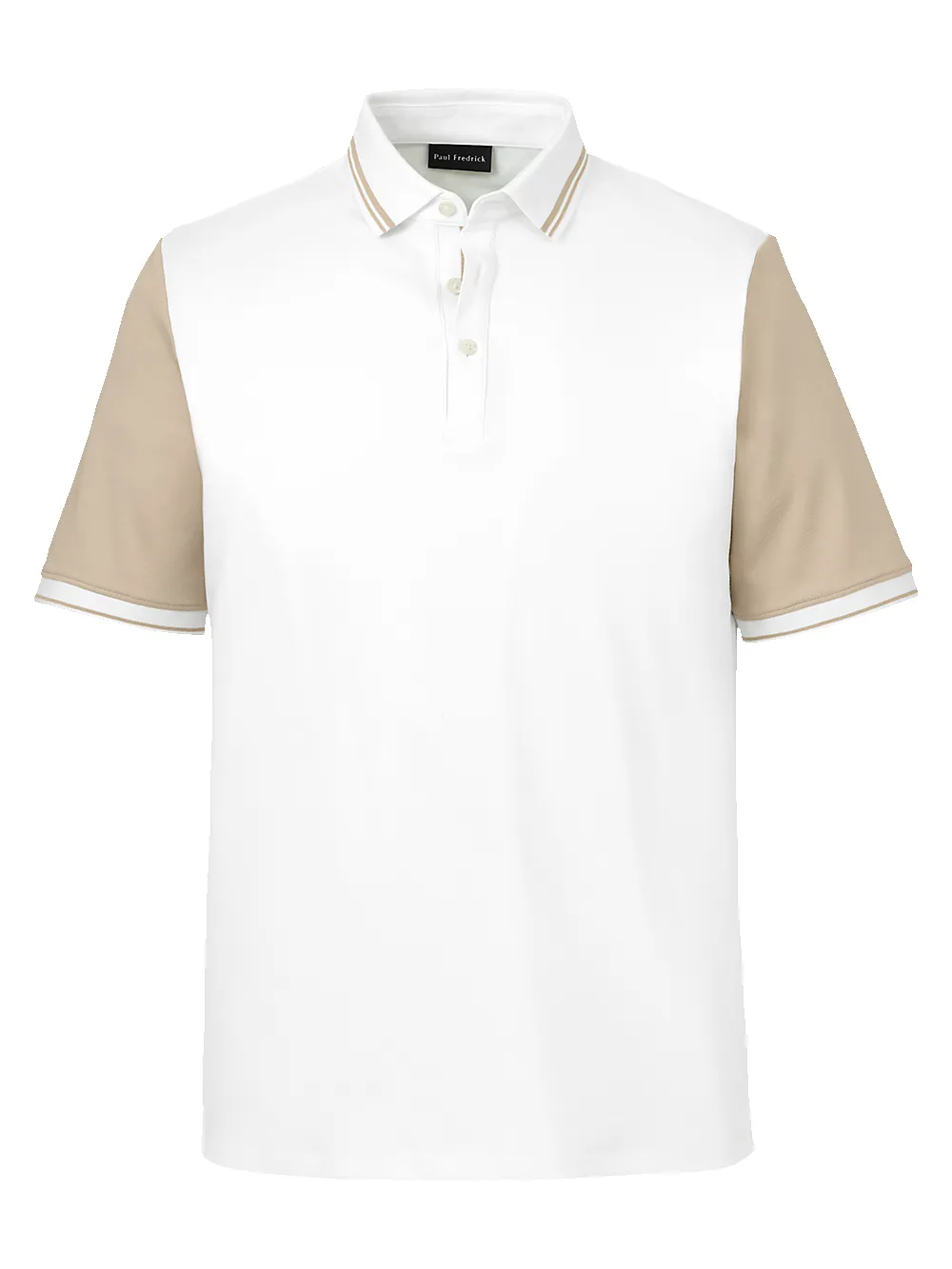 Cotton Three Button Polo - White sold by Paul Fredrick