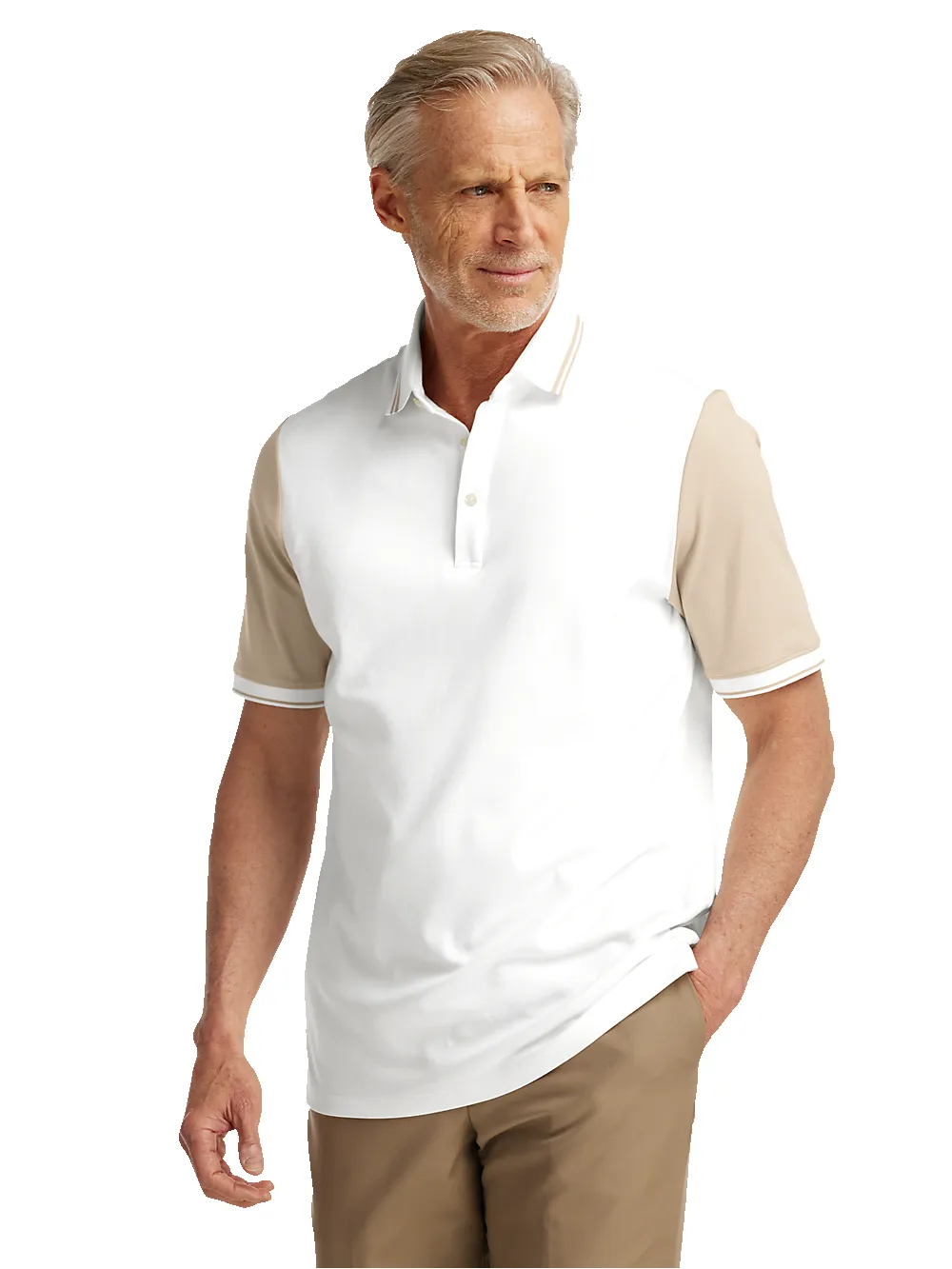 Cotton Three Button Polo - White sold by Paul Fredrick product image thumbnail 2