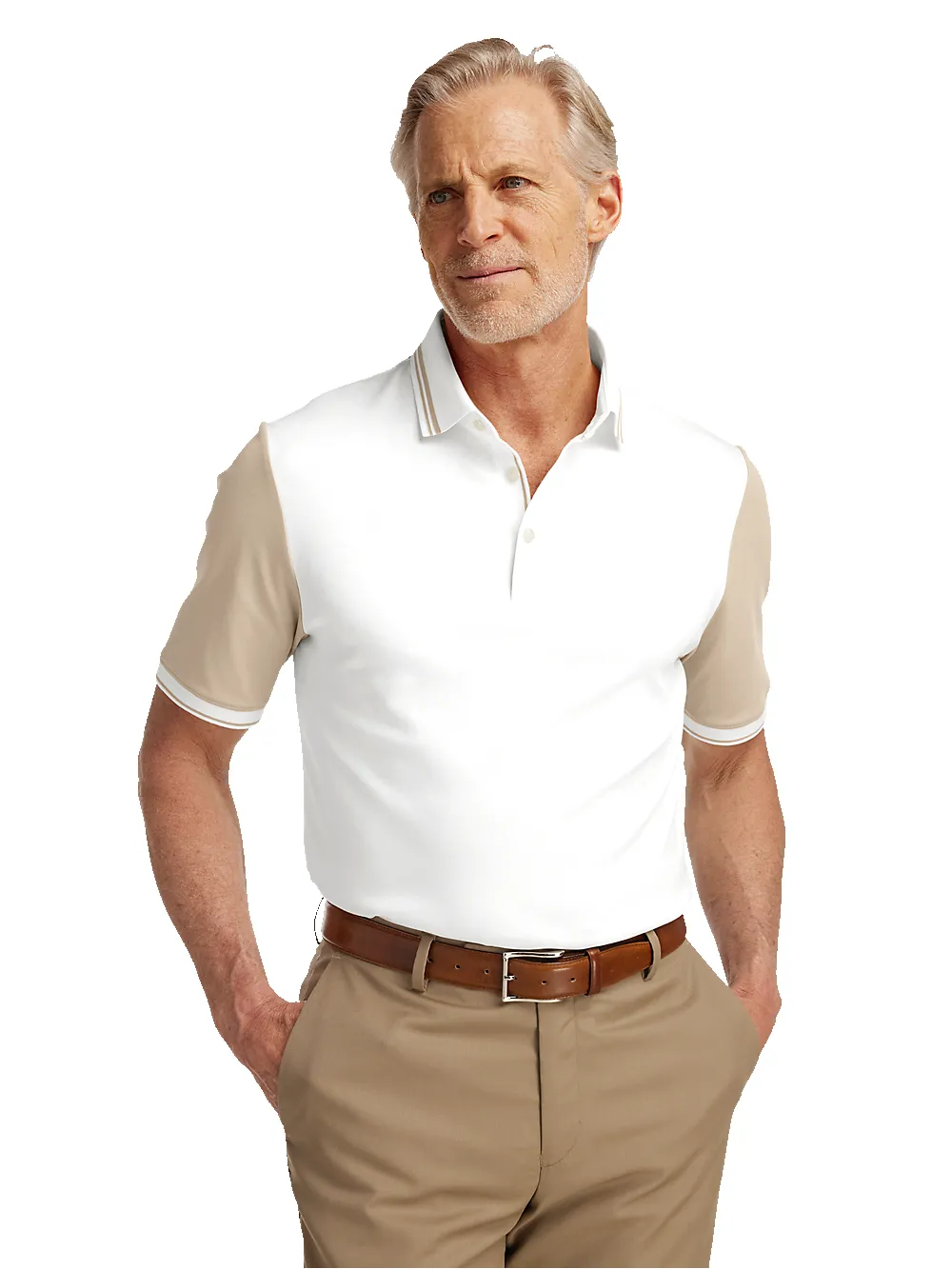 Cotton Three Button Polo - White sold by Paul Fredrick product image thumbnail 5