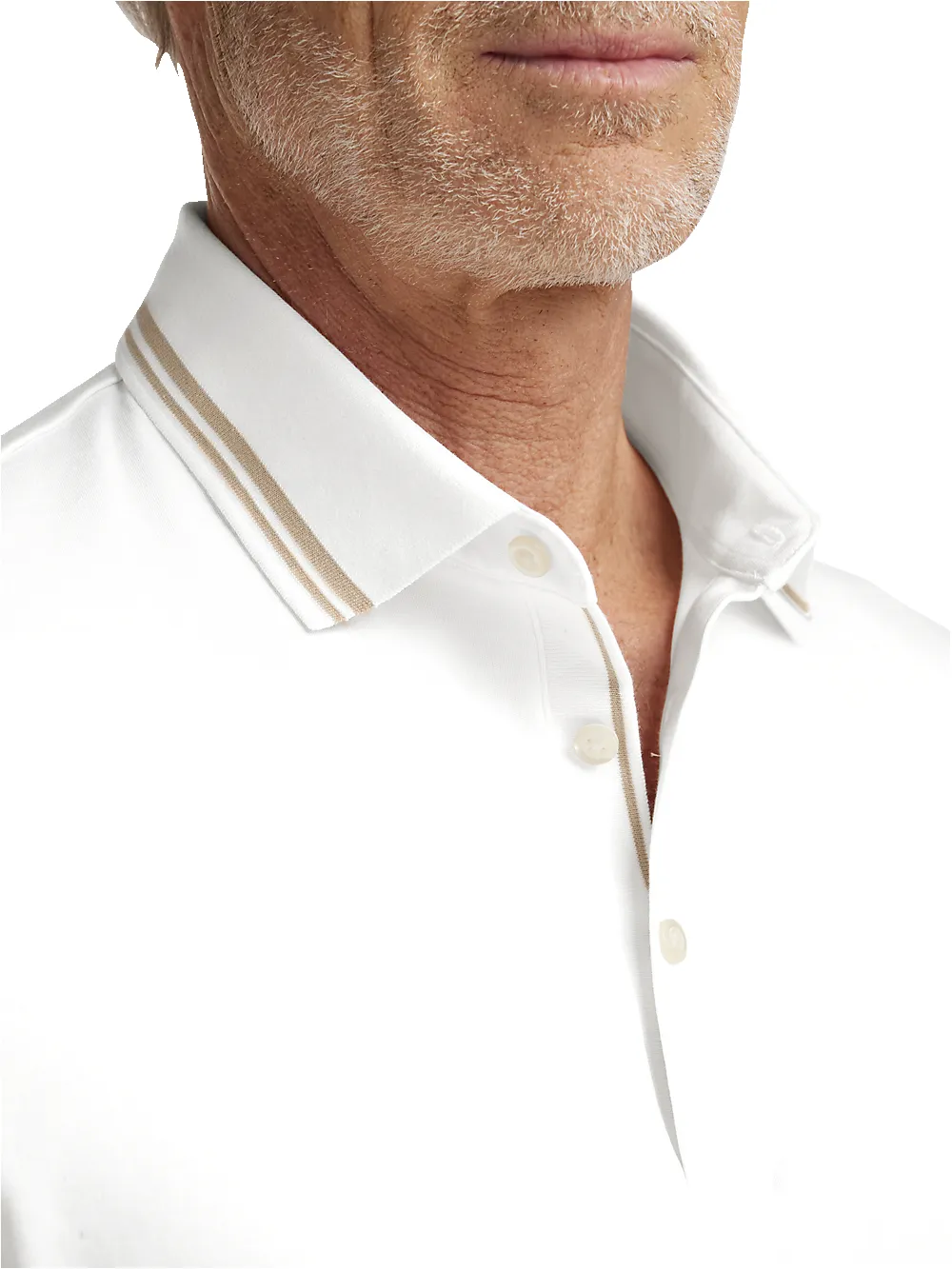 Cotton Three Button Polo - White sold by Paul Fredrick product image thumbnail 3