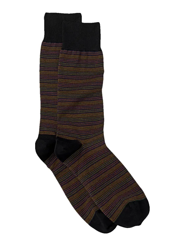 Stripe Cotton Blend Sock - Black Multi sold by Paul Fredrick