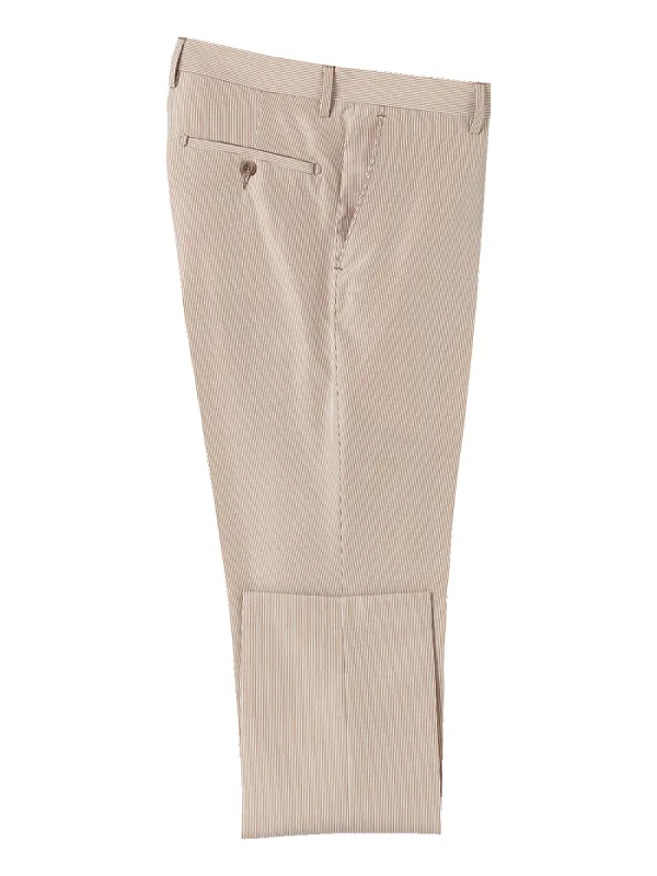 Pinstripe Flat Front Pants - Tan Stripe sold by Paul Fredrick