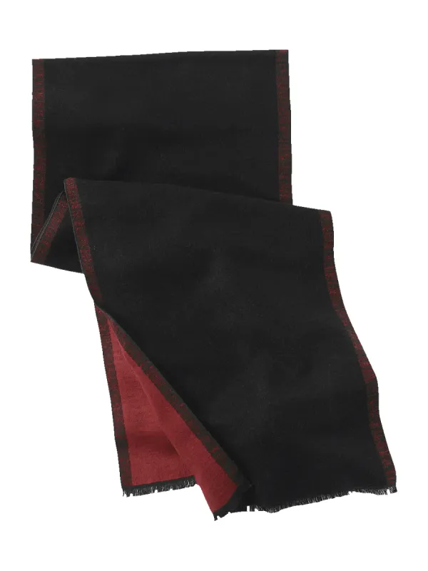 Solid Reversible Brushed Silk Scarf - Black/red sold by Paul Fredrick