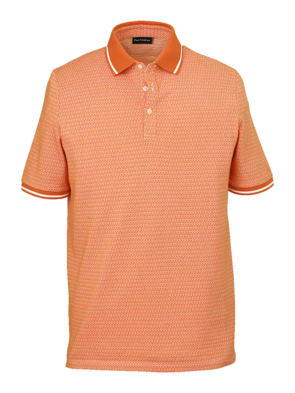 Cotton Blend Three Button Polo - Orange sold by Paul Fredrick