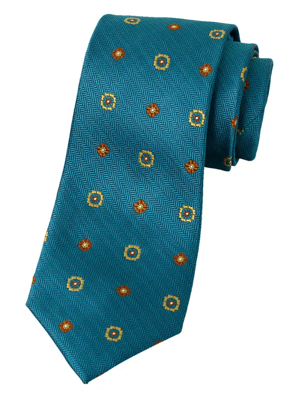 Deco Woven Silk Tie - Teal Multi sold by Paul Fredrick