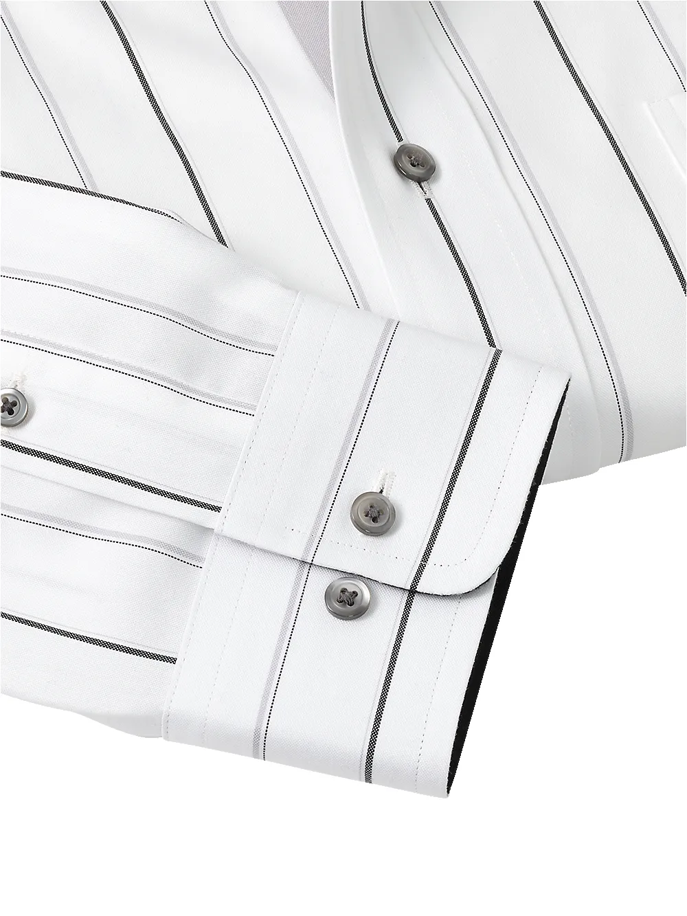 Non-Iron Cotton Stripe Dress Shirt With Contrast Trim - Black/grey sold by Paul Fredrick product image thumbnail 4