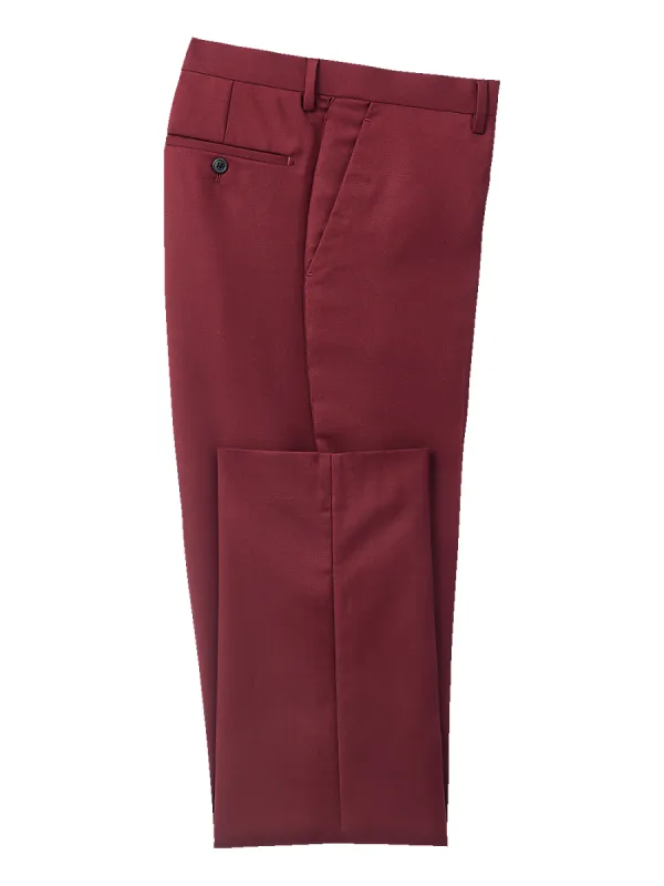 Wool Sharkskin Flat Front Suit Pants - Dark Red sold by Paul Fredrick